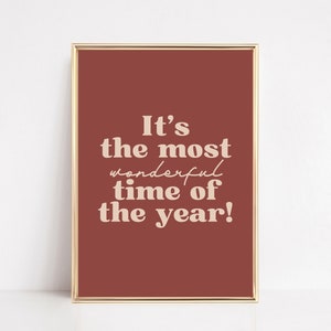 christmas printable wall art | its the most wonderful time of the year | boho christmas decor | neutral christmas decor | digital download