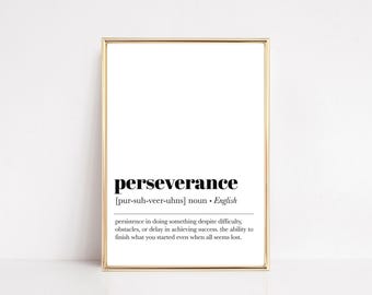 perseverance definition print | motivational wall art | office decor for men | office wall art | office art | kikiandnim | digital print
