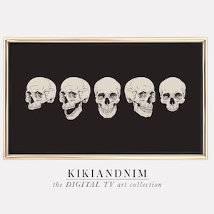 Halloween Samsung Frame TV Art | Skeleton Heads | Black Halloween Living Room Decor | KIKIANDNIM | Digital TV Art