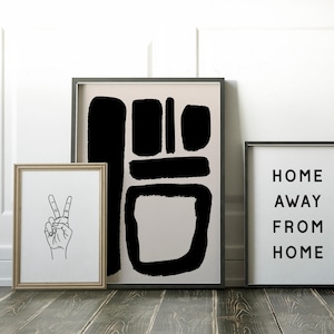 Peace Sign Line Art Print | Kids Room Wall Art | Minimalist Black and White Art (Digital Download) image 3