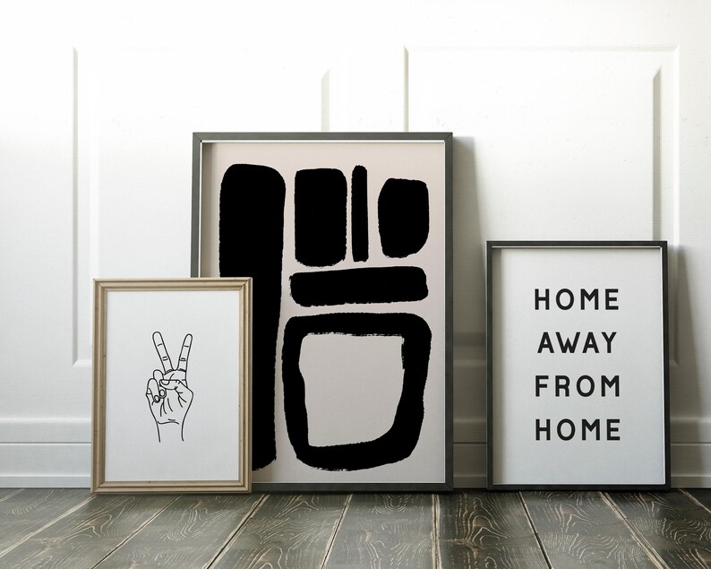 Peace Sign Line Art Print | Kids Room Wall Art | Minimalist Black and White Art (Digital Download) image 3