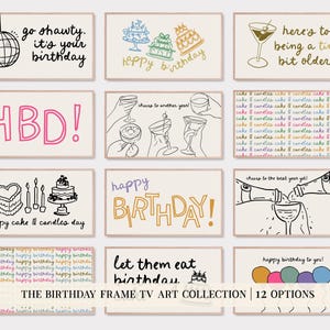 Samsung フレームテレビの誕生日アート | 誕生日の飾り付け | フレームテレビの誕生日アート | ハッピーバースデーサイン | kikiandnim | デジタルテレビアート