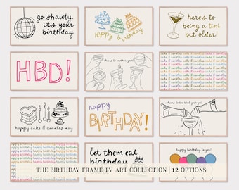 samsung frame tv art birthday | birthday decorations | birthday art for the frame tv | happy birthday sign | kikiandnim | digital tv art