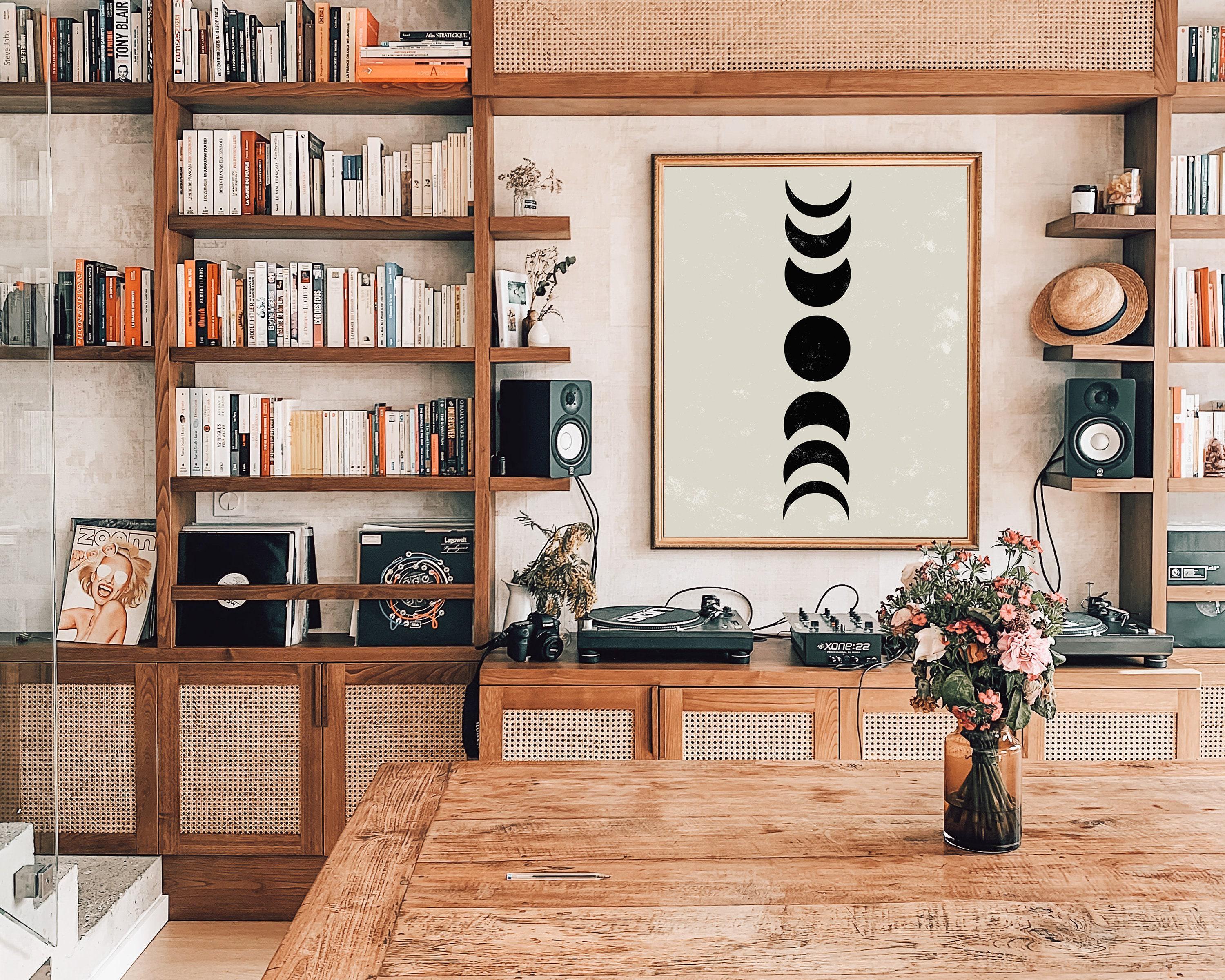 Moon Phases Wall Art | Mid Century Modern Art Print | Living Room ...