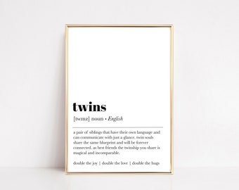 twins definition print | twin nursery decor | twin girls decor | twin boys decor | christmas gift for parents | instant download