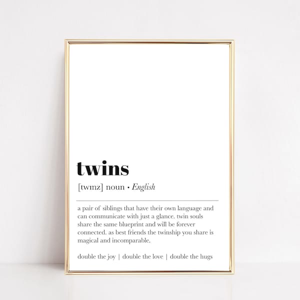 twins definition print | twin nursery decor | twin girls decor | twin boys decor | christmas gift for parents | instant download