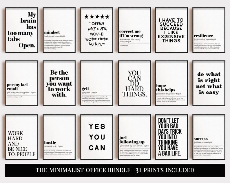 motivational office decor | 31 DIGITAL PRINTS | office wall art | home office art | office wall decor | kikiandnim | printable wall art set image 1