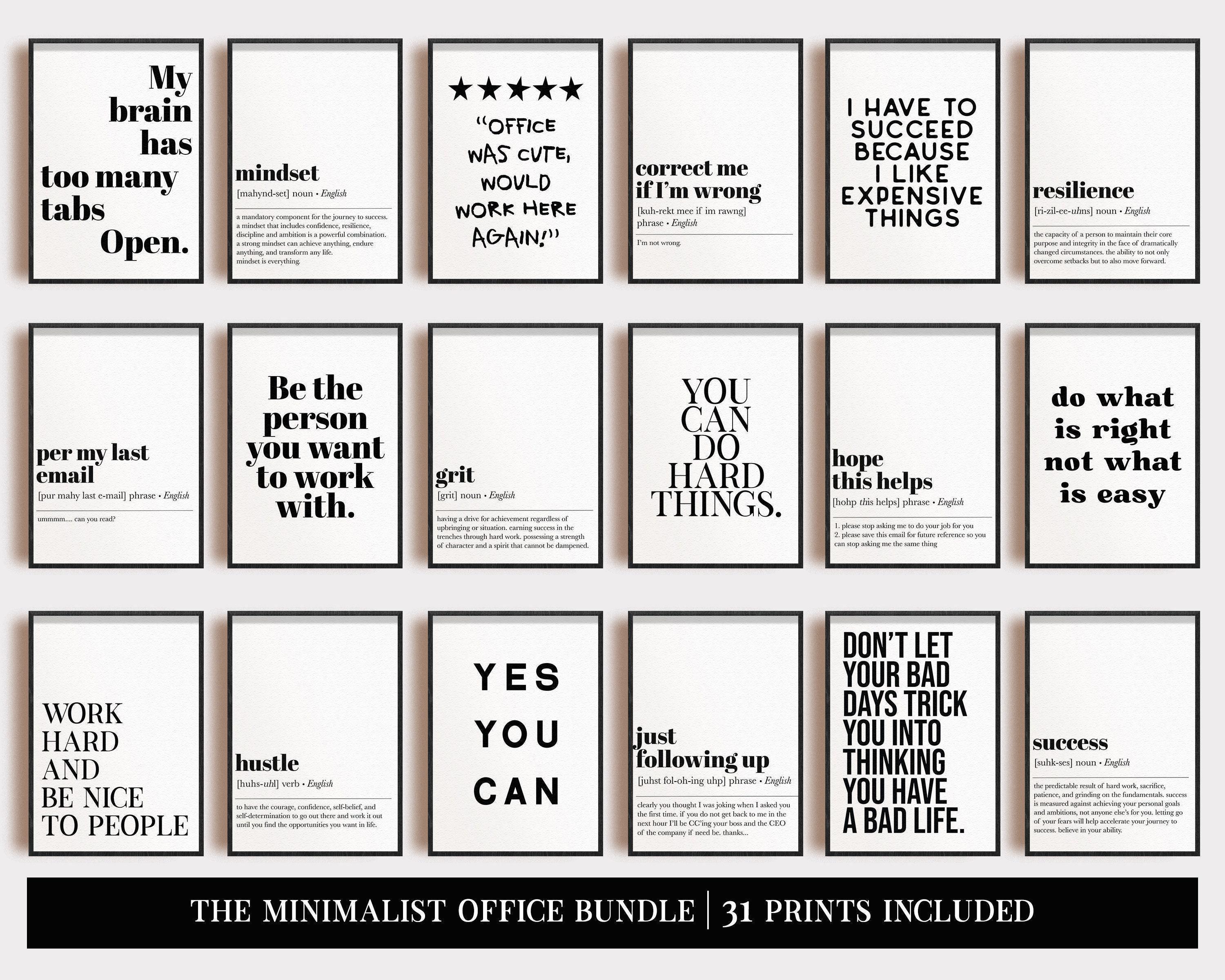 Motivational Office Decor | 31 DIGITAL PRINTS | Office Wall Art | Home ...
