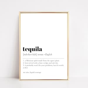 tequila definition print | tequila wall art | tequila decor | bar cart print | home bar wall art | modern bar art | digital download