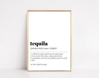 tequila definition print | tequila wall art | tequila decor | bar cart print | home bar wall art | modern bar art | digital download