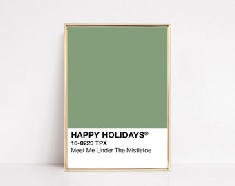 mistletoe print | printable christmas wall art | color block print | holiday poster | modern christmas | christmas decor | digital download