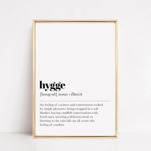 hygge definition print | living room decor | zen wall art print | minimalist poster | home decor wall art | instant download