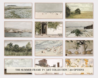 samsung frame tv art set of 20 | summer frame tv art | vintage landscape paintings | summer art for frame tv art | kikiandnim digital tv art