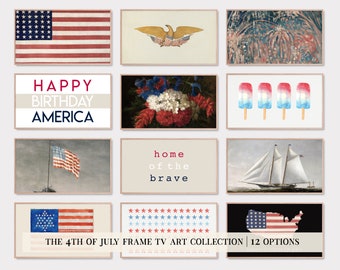 samsung frame tv art set of 12 | 4th of july tv art | fourth of july frame tv art | independence day decor | kikiandnim | digital tv art