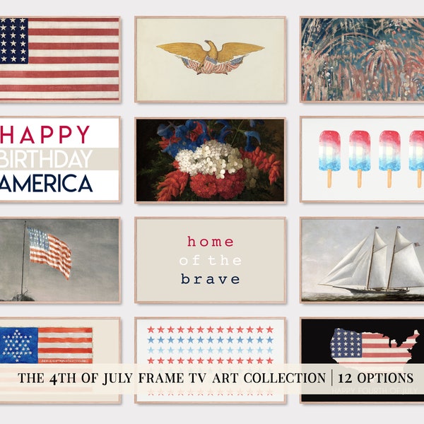 samsung frame tv art set of 12 | 4th of july tv art | fourth of july frame tv art | independence day decor | kikiandnim | digital tv art