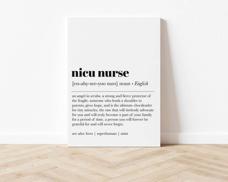 impresión de definición de enfermera nicu / regalo de posgrado de enfermera / regalo de enfermera neonatal / regalo de enfermera icu / regalo para enfermera / arte de pared de enfermera / descarga digital imagen 4