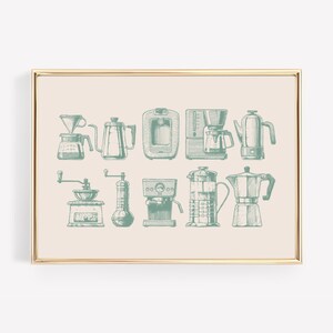 coffee bar decor | sage wall art | coffee wall art | cute kitchen decor | coffee print | coffee poster | kikiandnim | printable wall art image 1