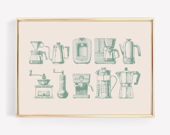 decoración de la cafetería / arte de la pared de salvia / arte de la pared del café / linda decoración de la cocina / impresión de café / cartel de café / kikiandnim / arte de pared imprimible