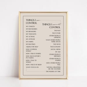 things i can control print | mental health art | therapy office decor | minimalist therapy wall art | mental health poster | digital print