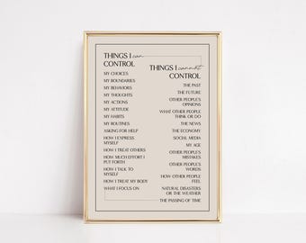 things i can control print | mental health art | therapy office decor | minimalist therapy wall art | mental health poster | digital print