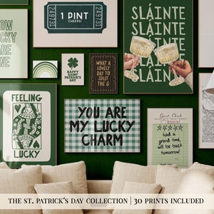 Pacote gigante de impressões para o Dia de São Patrício | Conjunto de 30 pôsteres para parede com o tema do Dia de São Patrício | Decoração para o Dia de São Patrício | kikiandnim | Impressões digitais