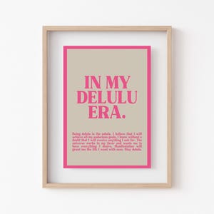 girly pink dorm wall art | be delulu | affirmation wall art | trendy retro wall art | pink wall decor | kikiandnim | printable wall art image 3