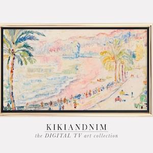 samsung frame tv art summer | beachy frame tv art | vintage pastel beach art for frame tv | the frame tv art | kikiandnim | digital tv art