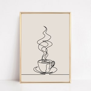 coffee one line art | coffee wall art | minimal coffee print | coffee bar art | modern coffee poster | kikiandnim | digital download