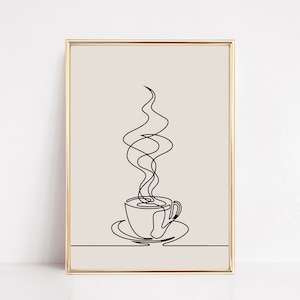 coffee one line art | coffee wall art | minimal coffee print | coffee bar art | modern coffee poster | kikiandnim | digital download