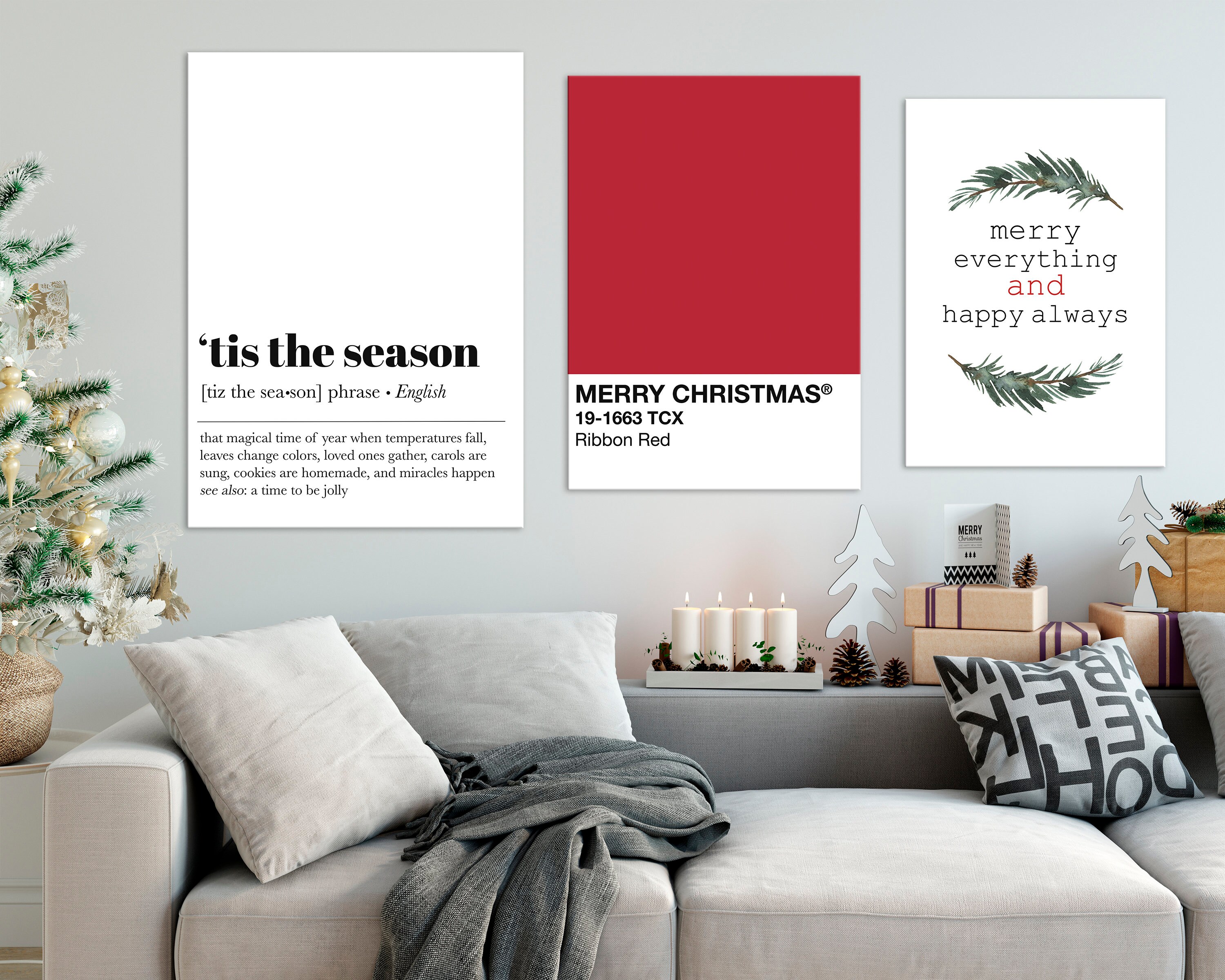 Christmas Print Christmas Wall Art Red Christmas Decor - Etsy