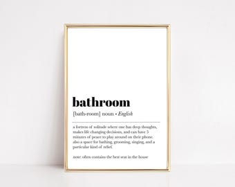 Bathroom Definition Printable Wall Art | Funny Bathroom Art | Bathroom Print | Guest Bathroom Poster | KIKIANDNIM | Digital Print