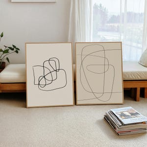 Abstract Scribble Fine Line Art Print | Minimalist Home Decor | Neutral Printable Wall Art | Living Room Decor | KIKIANDNIM | Digital Print image 5