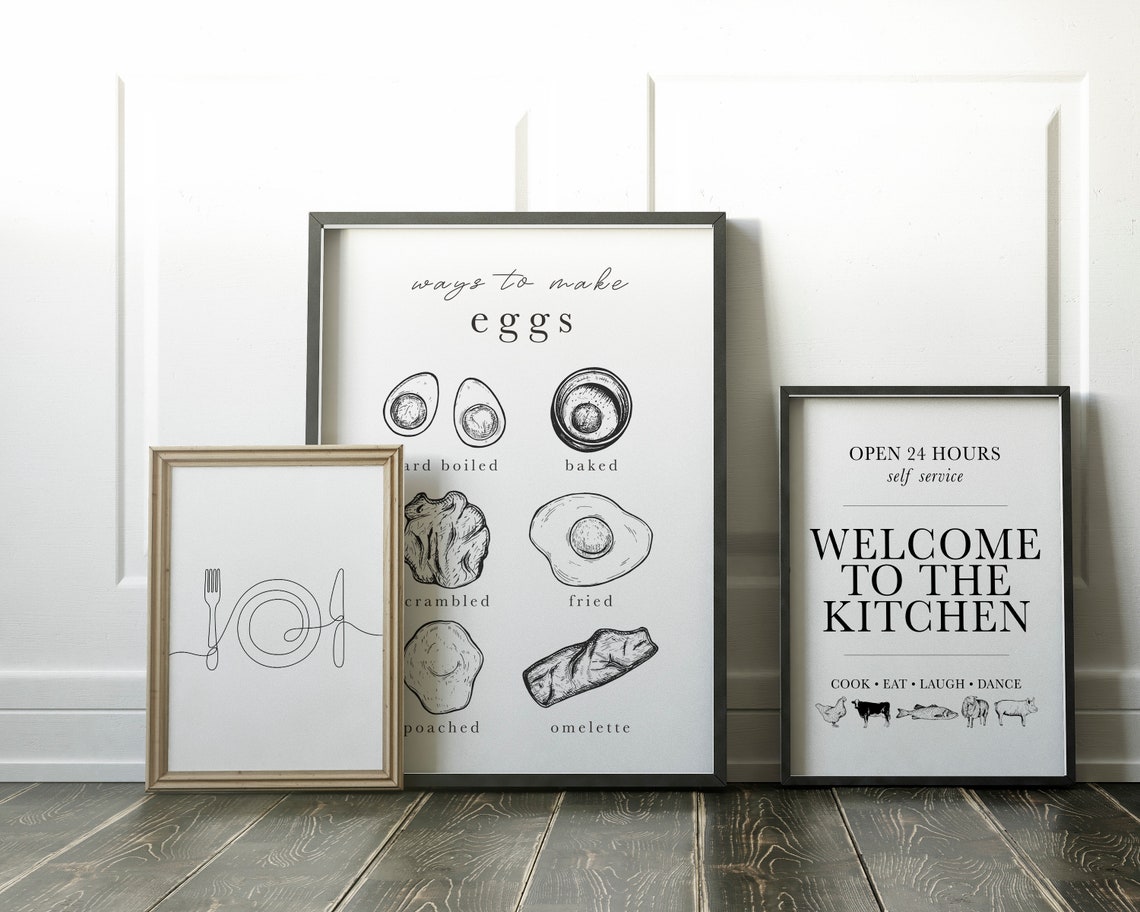 Kitchen Wall Art Kitchen Decor Line Art Kitchen Print - Etsy