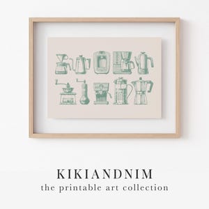 coffee bar decor | sage wall art | coffee wall art | cute kitchen decor | coffee print | coffee poster | kikiandnim | printable wall art image 8