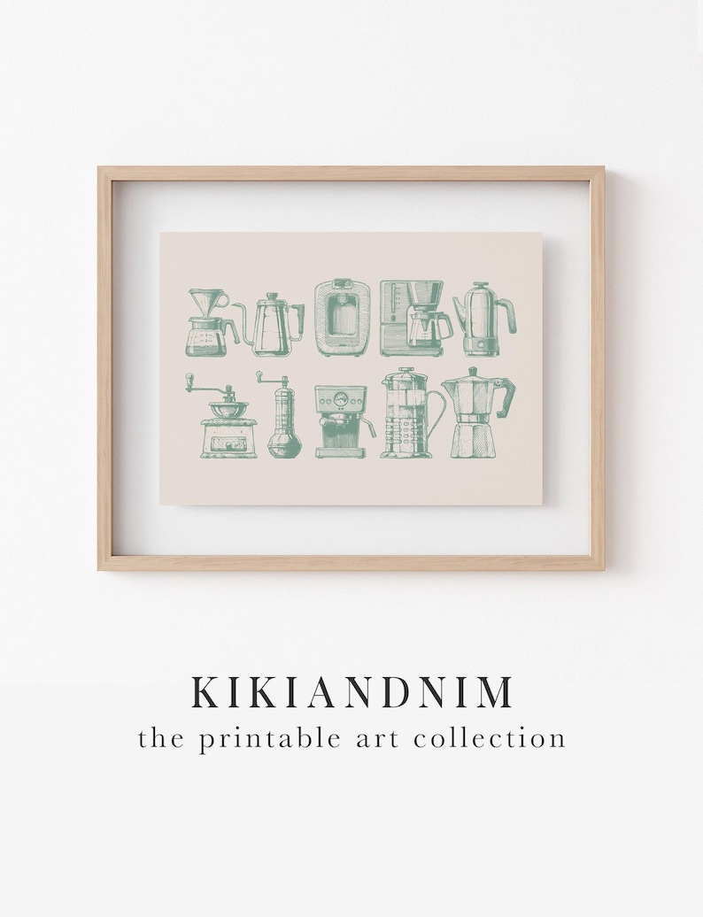 coffee bar decor | sage wall art | coffee wall art | cute kitchen decor | coffee print | coffee poster | kikiandnim | printable wall art image 8