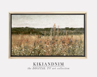 samsung frame tv art | vintage wildflower painting | spring art for frame tv | country farmhouse tv art | kikiandnim | digital tv art