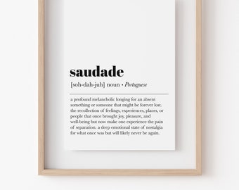 Saudade Definition Wall Art Printable Wall Decor (Instant Download) 