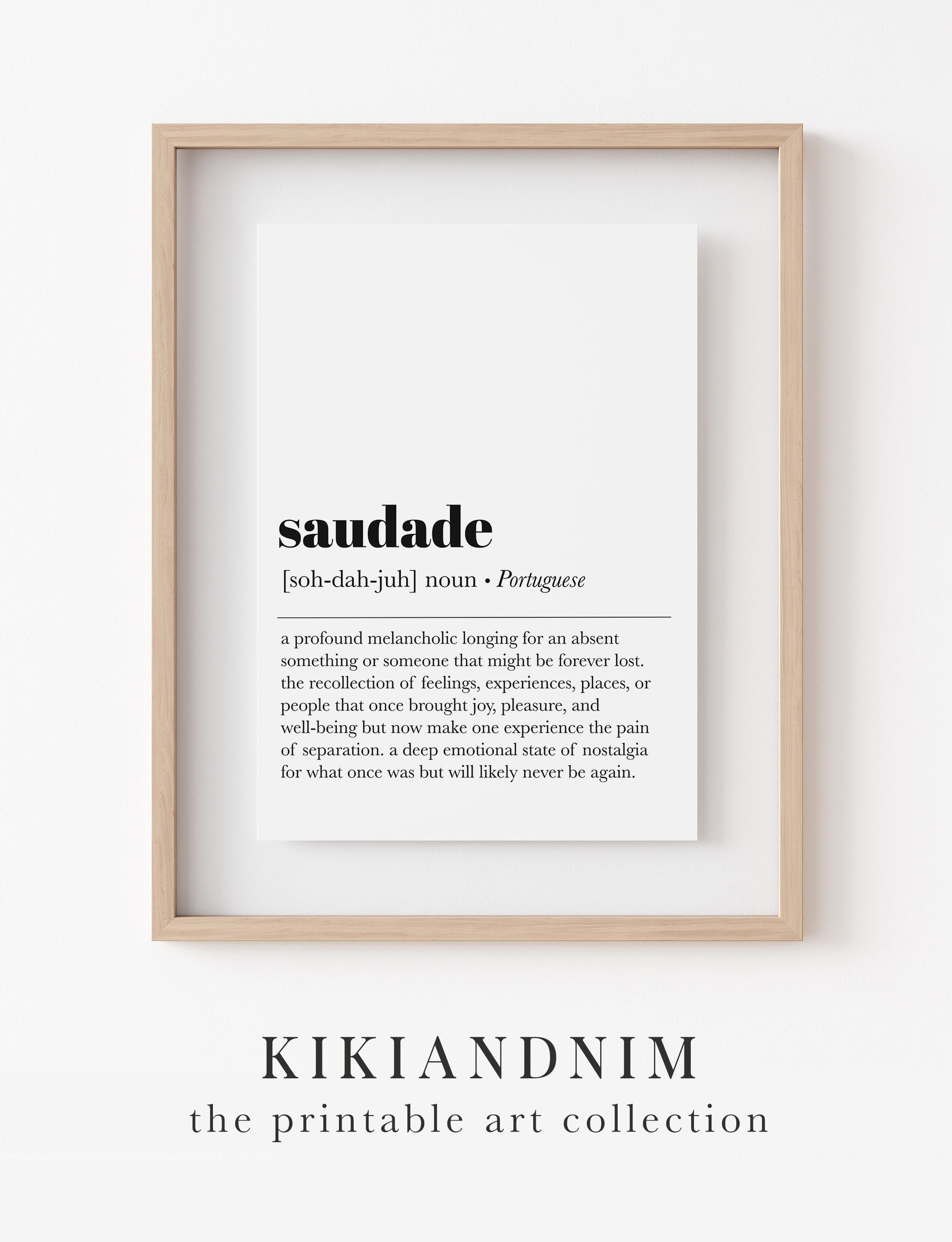 Saudade Definition Print Portuguese Home Decor Portuguese 