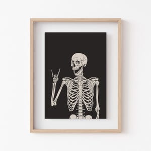 Skelett 2er-Set Drucke | Halloween-Dekor | Halloween druckbare Kunst | Schwarzer Halloween Druck | KIKIANDNIM | Digitaler Download Bild 5