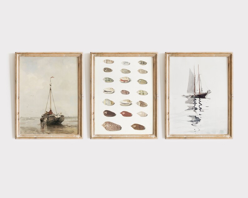 Vintage Coastal Wall Art Set of 9 Prints Vintage Gallery Etsy