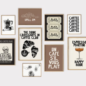 coffee wall art prints | set of 9 coffee posters | coffee prints | coffee bar decor | coffee art | coffee sign | kikiandnim | digital prints