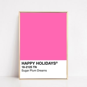 sugar plum print | modern holiday printable wall art | winter wall art | pink color block art | sugar plum fairy art | digital download