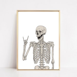 skeleton print | skull wall art | funny halloween decor | halloween wall art | minimalist halloween poster | kikiandnim | printable wall art