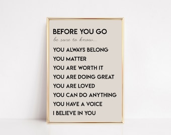 Arte de pared de afirmación para niños / Decoración inspiradora para el aula / Decoración de la habitación de los niños / Arte de pared positivo para el aula / Arte de pared imprimible