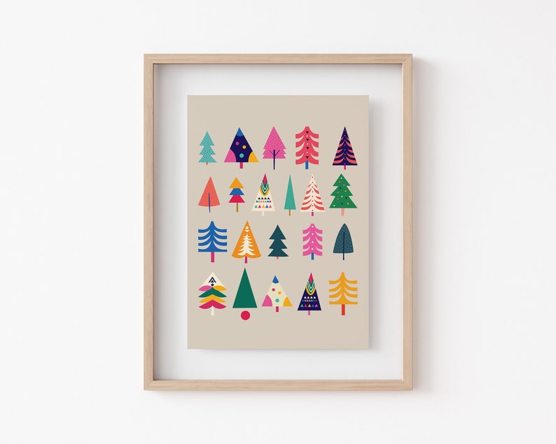 printable christmas decorations christmas tree print colorful christmas wall decor modern christmas art digital download image 2