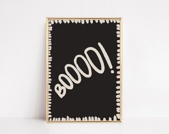 halloween decor | boo print | cute halloween print | black halloween poster | halloween wall decor | printable wall art | kikiandnim