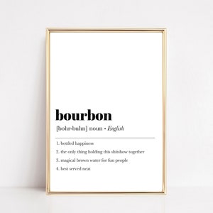 bourbon definition print | bourbon wall art | bar poster | bar cart decor | bar printable wall art | funny kitchen prints | digital download