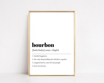 bourbon definition print | bourbon wall art | bar poster | bar cart decor | bar printable wall art | funny kitchen prints | digital download