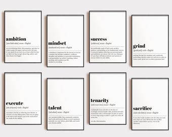 Motivational Definition Prints | Minimalist Home Office Decor (Digital Download)