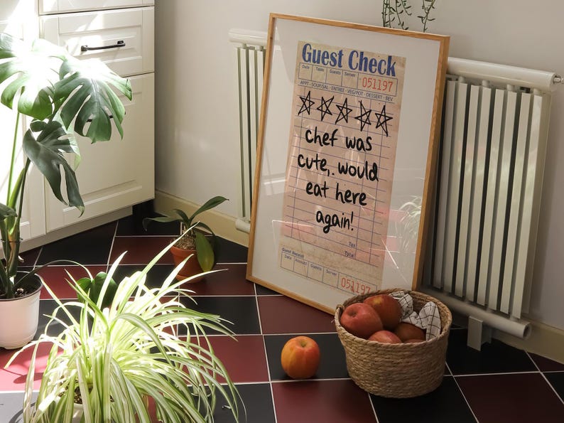 chef was cute guest check print | kitchen wall art | cute kitchen decor | kitchen poster | kikiandnim | digital print | printable wall art image 3